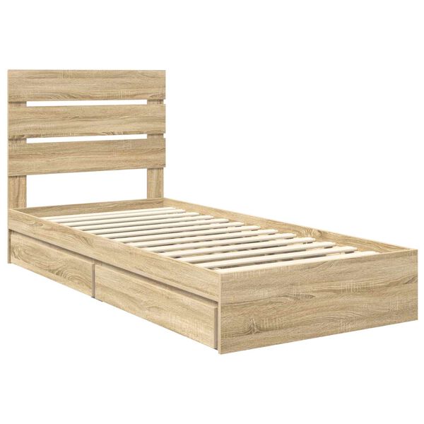 vidaXL Lit de Rangement Ch&ecirc;ne Sonoma 70 x 190 cm Bois d'ing&eacute;nierie