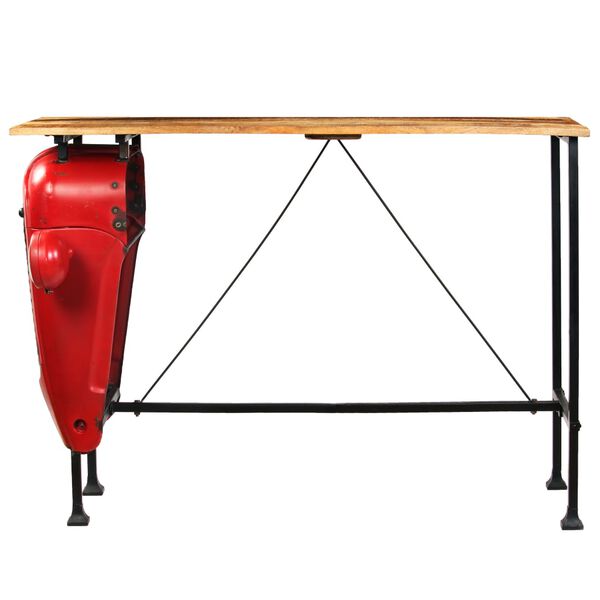 vidaXL Table de bar forme de tracteur Bois de manguier massif Rouge