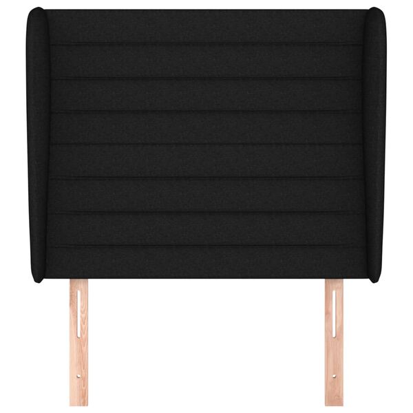 vidaXL T&ecirc;te de lit avec oreilles Noir 93x23x118/128 cm Tissu