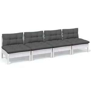 vidaXL Canap&eacute; 4 places de jardin avec coussins anthracite Bois de pin
