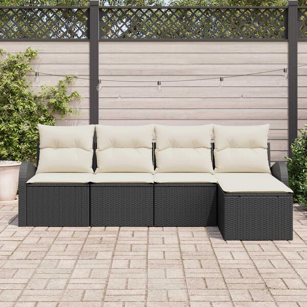 vidaXL Ensemble de canap&eacute; de jardin 5 pcs Noir polyrotin
