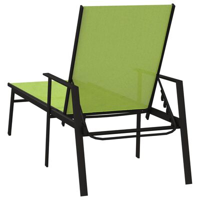 vidaXL Chaise longue acier et tissu textilène vert