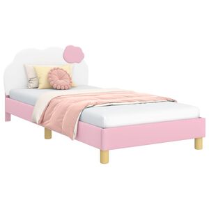 vidaXL Cadre de lit pour enfants avec t&ecirc;te de lit Rose 90 x 190 cm PU
