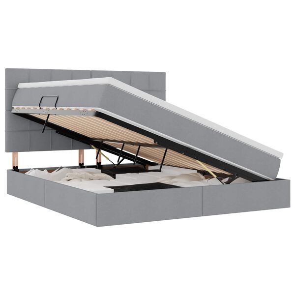 vidaXL Lit avec rangement et matelas Gris clair 160 x 200 cm Polyester