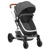 vidaXL Poussette pour b&eacute;b&eacute; 3-en-1 Gris fonc&eacute; Aluminium