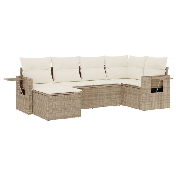 vidaXL Salon de jardin avec coussins 6 pcs beige r&eacute;sine tress&eacute;e