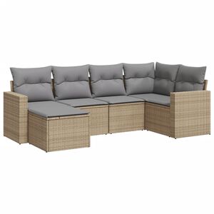 vidaXL Salon de jardin avec coussins 6 pcs beige r&eacute;sine tress&eacute;e