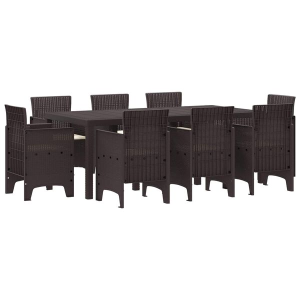 vidaXL Ensemble de salle à manger pour jardin 9 pcs Marron Rattan Polt