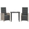 vidaXL Ensemble de bistro 3 pcs et coussins gris clair r&eacute;sine tress&eacute;e