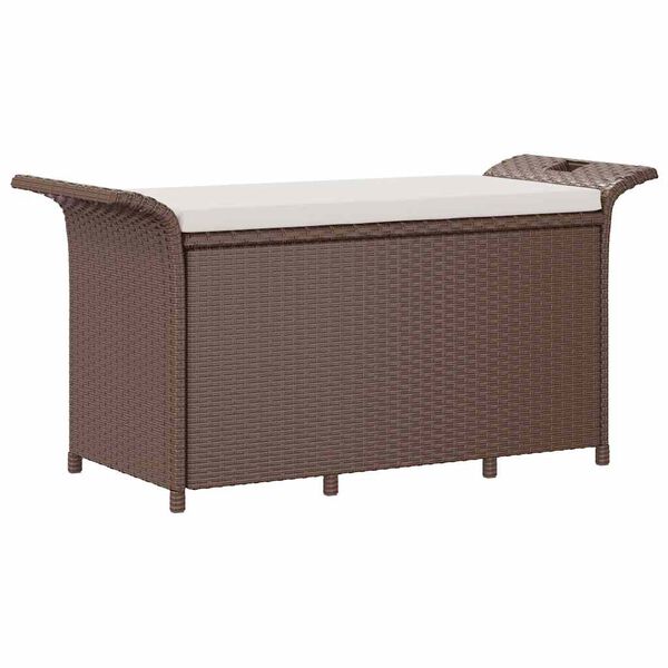 vidaXL Banc de jardin avec coussin marron 116x46x57 cm résine tressée