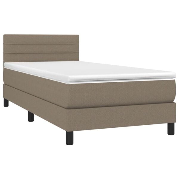 vidaXL Sommier &agrave; lattes de lit avec matelas LED Taupe 80x200 cm Tissu