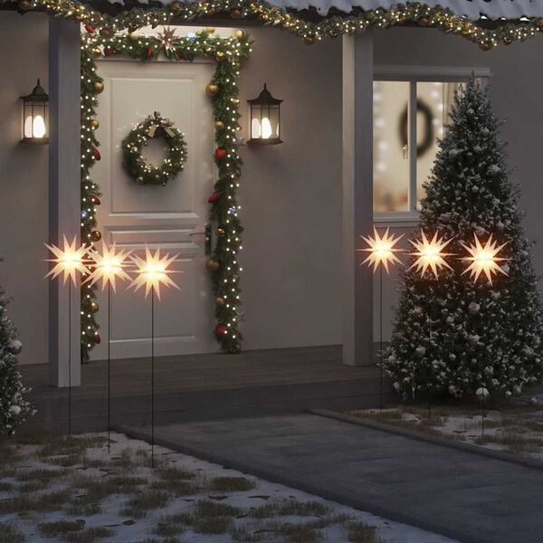 vidaXL Lumi&egrave;res de No&euml;l avec piquets 3 pcs LED pliable blanc 35 cm