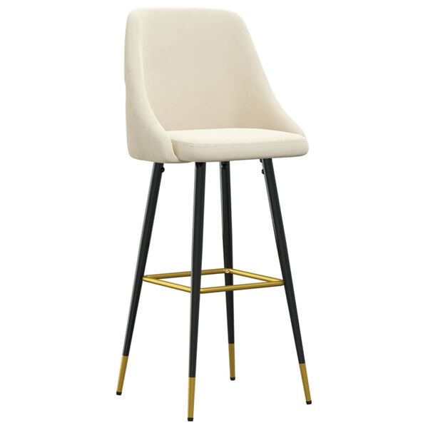 vidaXL Tabourets de bar lot de 2 cr&egrave;me velours