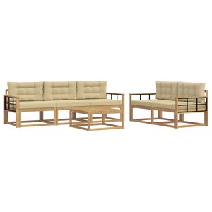 vidaXL Ensemble de canap&eacute;s d'ext&eacute;rieur 6 pcs Blanc et Beige