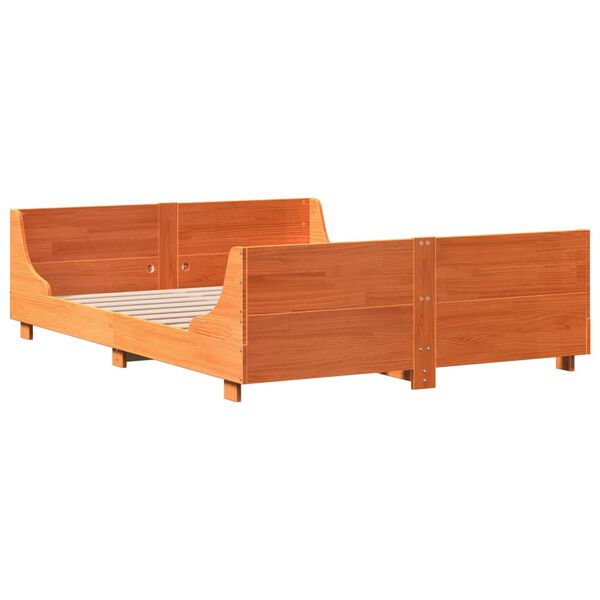 vidaXL Cadre de lit sans matelas cire marron 120x200cm bois pin massif