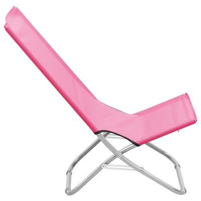 vidaXL Chaises de plage pliables lot de 2 Rose Tissu