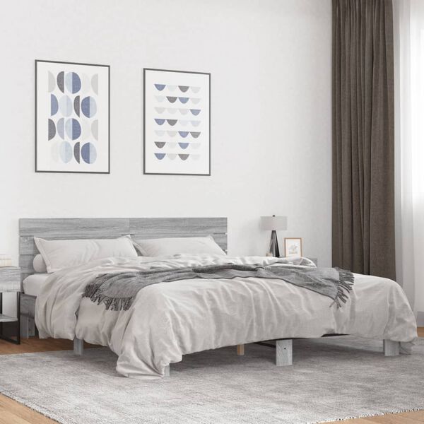 vidaXL Cadre de lit sans matelas sonoma gris 180x200 cm