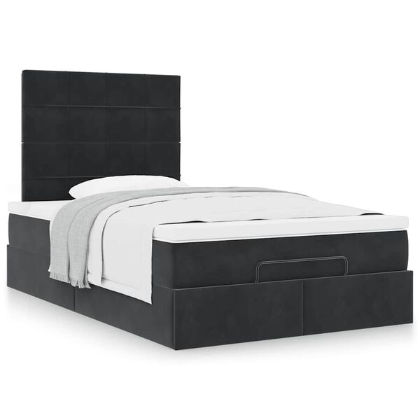 vidaXL Cadre de lit ottoman avec matelas noir 120x200 cm velours