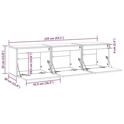 vidaXL Meubles TV 3 pcs Noir Bois massif de pin