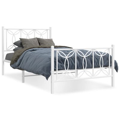 vidaXL Cadre de lit métal sans matelas et pied de lit blanc 100x200 cm