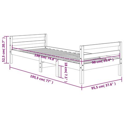 vidaXL Cadre de lit cire marron 90x190 cm bois de pin massif