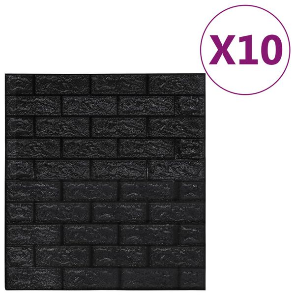 vidaXL Papier peint 3D autoadh&eacute;sif Briques 10 pcs Noir