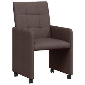 vidaXL Chaises de Salle &agrave; Manger avec Roues 2 pc tissu Marron fonc&eacute;