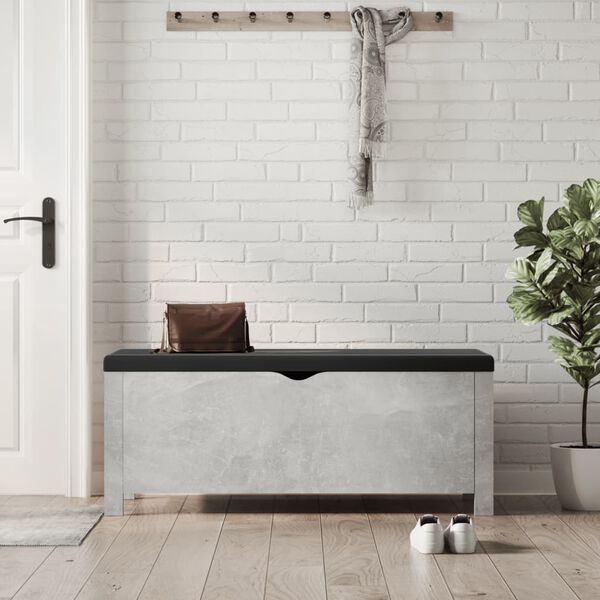vidaXL Boîte de rangement avec coussin gris béton 105x40x45 cm