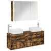 vidaXL Ensemble de mobilier de salle de bain 4 pc Ch&ecirc;ne fum&eacute;