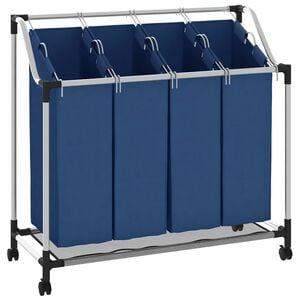 vidaXL Trieuse &agrave; linge avec 4 sacs Bleu Acier