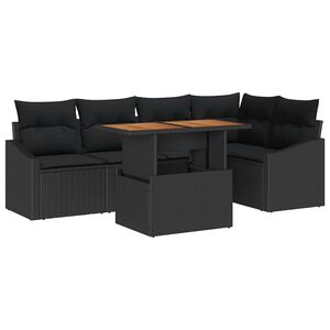 vidaXL Ensemble de canap&eacute; de jardin 6 pc Noir et Marron