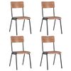 vidaXL Chaises &agrave; manger lot de 4 marron contreplaqu&eacute; solide et acier
