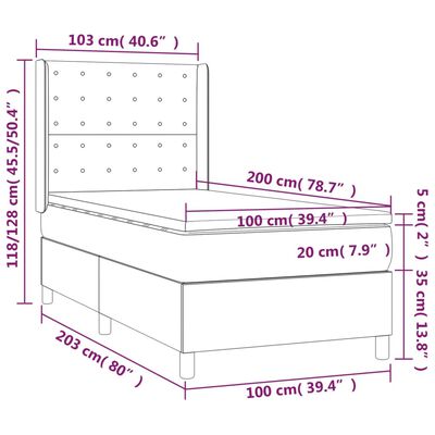 vidaXL Sommier à lattes de lit matelas et LED Noir 100x200 cm Velours