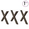 vidaXL Pieds de table &agrave; manger en forme de X, 3 pi&egrave;ces, acier naturel, 90 x (72-73) cm