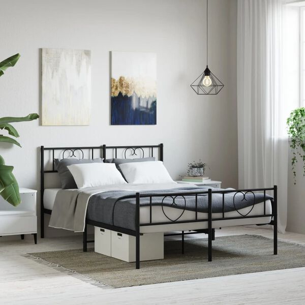 vidaXL Cadre de lit m&eacute;tal sans matelas avec pied de lit noir 120x190cm