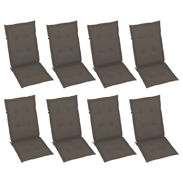 vidaXL Chaises inclinables de jardin et coussins lot de 8 Gris Acacia