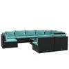 vidaXL Salon de jardin 10 pcs avec coussins R&eacute;sine tress&eacute;e Noir