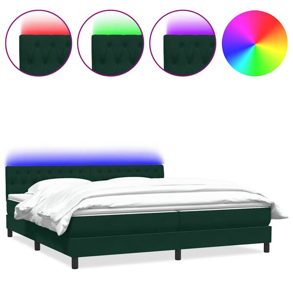 vidaXL Sommier &agrave; lattes de lit et matelas et LED vert fonc&eacute; 180x210cm velours