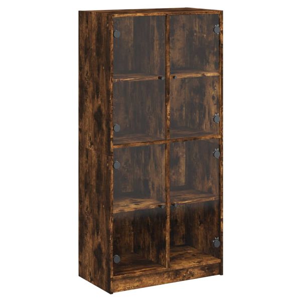 vidaXL Buffet haut avec portes ch&ecirc;ne fum&eacute; 68x37x142 cm bois ing&eacute;nierie