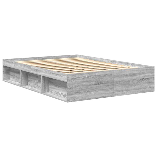 vidaXL Cadre de lit sans matelas sonoma gris 140x190 cm