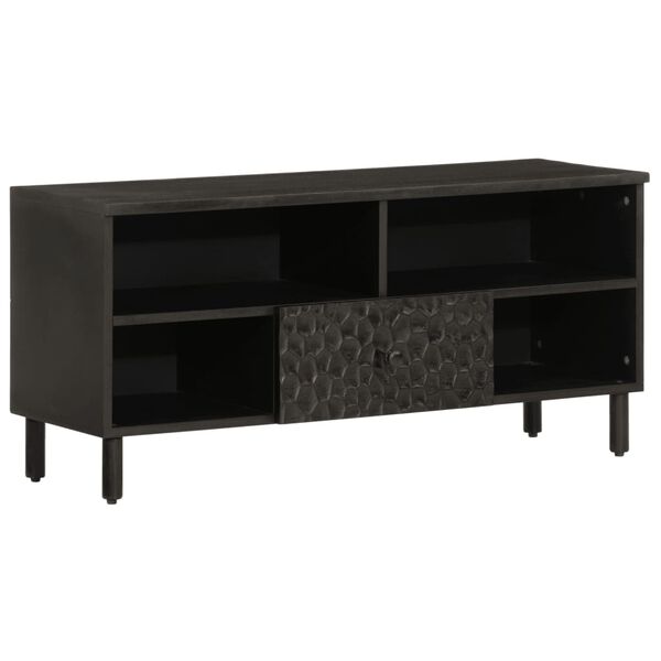 vidaXL Meuble TV noir 100x33x46 cm bois massif de manguier