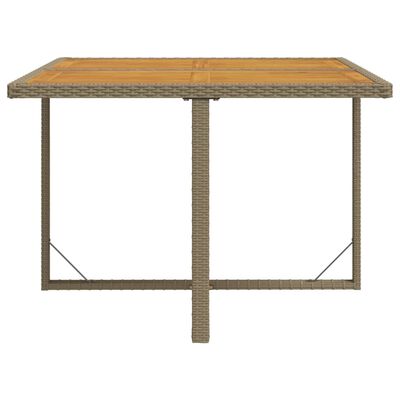 vidaXL Table de jardin Beige 109x107x74 cm Résine tressée bois massif
