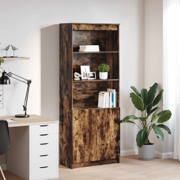 vidaXL Buffet haut ch&ecirc;ne fum&eacute; 70x35x180 cm bois d'ing&eacute;nierie
