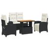 vidaXL Ensemble &agrave; manger de jardin 4 pcs avec coussins noir