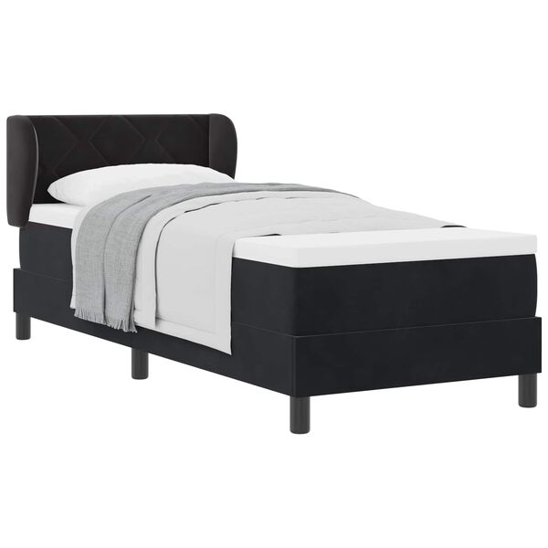 vidaXL Lit &agrave; ressorts avec matelas Noir 80 x 200 cm Velours