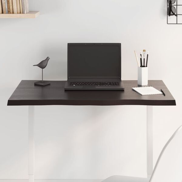 vidaXL Dessus de table bois ch&ecirc;ne massif trait&eacute; bordure assortie