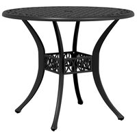 vidaXL Table de jardin noir Ø90x75 cm aluminium coulé
