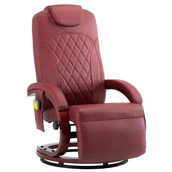 vidaXL Fauteuil de massage TV inclinable rouge bordeaux similicuir