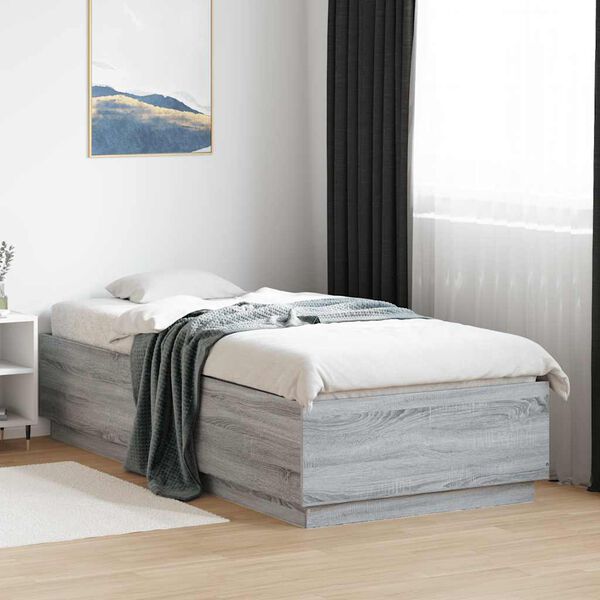 vidaXL Cadre de lit sans matelas sonoma gris 100x200 cm