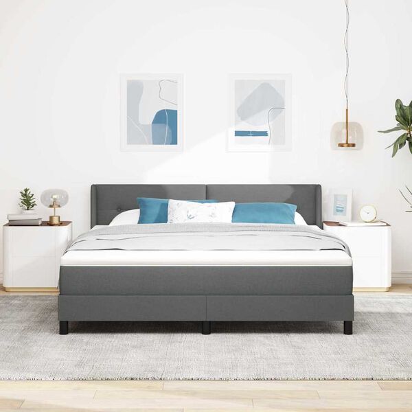 vidaXL Lit &agrave; ressorts avec matelas Gris fonc&eacute; 200 x 180 cm Polyester